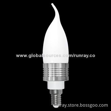 3W E14 LED Bulb with 100 to 240V AC, 80 to 100lm/W Luminous Efficiency